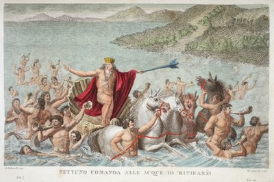 Neptune Calming the Waves or Nettuno Comanda alle Acque di Ritirarsi, Book I, Illustration from Ovid
